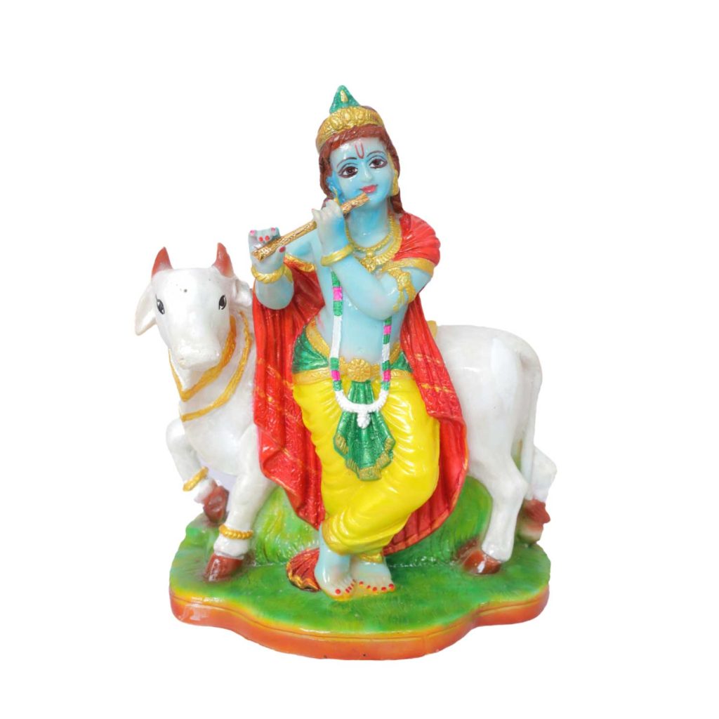 Krishna Statue with Cow